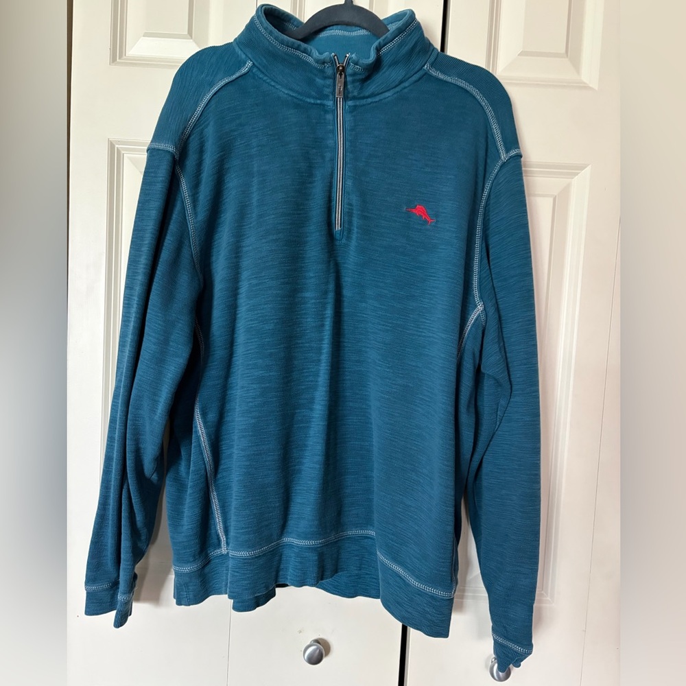 Tommy Bahama Teal Zip-Up Sweater